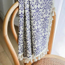 Sutuo Home Boho Curtain 84 Inches Length Semi-Blackout Bohemian Damask Moroccan Florals Print Darkening Curtains Tassels, Rod Pocket Window Treatment Drapes for Bedroom, 1 Panel 59" W x 84" L, Blue by CozyNest Decor