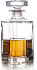 Glass Decanter with Airtight Geometric Stopper - Whiskey Decanter for Wine, Bourbon, Brandy, Liquor, Juice, Water, Mouthwash. Italian Lead-Free Glass (25.97 oz/768ml) by CozyNest Decor