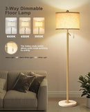 Modern Gold Floor Lamp for Living Room - Adjustable Height Standing Lamp with Marble Base & Linen Shade, 3-Way Dimmable Tall Floor Light for Bedroom, Reading, Bulb Included by CozyNest Decor