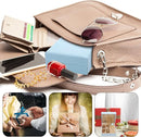 Bridesmaid Proposal Gifts Letter Cosmetic makeup bag bulk for Wedding Party Favors Bachelorette party decorations Toiletry Organizer Bag Makeup Case Gift (12, White&Dusty Blue) by TinyTreasures Baby Boutique