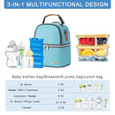 Breastmilk Cooler Bag with Ice Pack Fits 6 Baby Bottles up to 9 Ounce, Breast Milk Pump Cooler Bag with Shoulder Strap for Nursing Mom Daycare, Work, Travel- Lake Green by TinyTreasures Baby Boutique