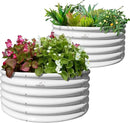A ANLEOLIFE 2-Pack 4ft x 18” Tall Galvanized Raised Garden Beds Outdoor, Round Metal Planter Box for Planting Vegetables Flowers Herb, Anti-Rust & Easy-Setup, Antique White by GreenHaven Gardens