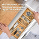 Bamboo Kitchen Drawer Organizer,Stackable Silverware Tray Utensil Organizer Cutlery Holder for Kitchen,Wooden Storage Box for Bathroom, Multi-Use Storage Bins Dividers for Office(9x3x2.5 inch) by CozyNest Decor