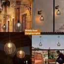 Hanging Solar Lantern Lights Waterproof, Outdoor Chandelier with G50 Warm White LED Bulbs, Black Rattan Globe Shades, Solar Decorative Lights for Patio Tree Pergola Gazebo Porch Garden-2Pack by GreenHaven Gardens