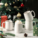 Hasense Coffee Mugs Set of 4, 15 Ounce Porcelain Latte Mug Set with Handle for Morning Coffee Tea and Cocoa, Ceramic Coffee Cups with Unqiue Glaze for Men, Women, Plain by CozyNest Decor