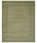 7.10x9.7 Traditional Ivory and Olive Antique Style Hand knotted Wool Area Rug, Kids, Living Room and Bedroom Rug