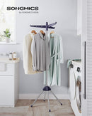 SONGMICS Clothes Drying Rack, 59-Inch High Folding Laundry Drying Rack with 3 Rotatable Arms for Hangers, 4 Legs, Stainless Steel, for 27 Pieces of Clothes, Blue and Silver ULLR510Q01 by TinyTreasures Baby Boutique