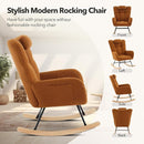 Nursery Rocking Chair,300Lb Glider Chair with Wood Legs/Two Side Pockets,Teddy Upholstered Glider Rocker with Padded Seat High Backrest for Living Room/Bedroom/Nursery by TinyTreasures Baby Boutique
