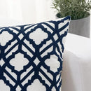 HWY 50 Dark Blue Decorative Throw Pillow Covers 18x18 Inch, Pack of 2 Embroidered Cotton Farmhouse Cushion Cover Pillow Case for Sofa Couch Living Room Bed Bedroon, Trellis by CozyNest Decor