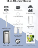 Ganiza Smoothie Blenders, 14Pcs Personal Blender for Shakes and Smoothies for Kitchen with 3 Portable Blender Cups (1x24oz & 2X17oz), Single Serve Smoothies Maker for Juices, Nutritious Recipe Grey by TinyTreasures Baby Boutique