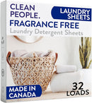 The Clean People Fragrance Free Laundry Detergent Sheets - Laundry Soap - Ultra Concentrated, Recyclable Packaging, Stain Fighting - Fragrance Free, 32 Pack by CozyNest Decor