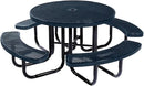 Heavy-Duty Portable Outdoor Picnic Table with Umbrella Hole, Punched Steel Commercial-Grade Patio Dining Furniture Made in America (46" Round Top, Dark Blue) by GreenHaven Gardens