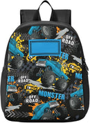 Toddler Monster Truck Waterproof Mini Backpack, 11 Inch, Pattern 4, Black, Small by TinyTreasures Baby Boutique