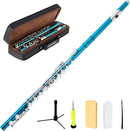 EastRock Closed Hole Flutes C 16 Key for Beginner, Kids, Student -Nickel Flute with Case Stand and Cleaning kit (Sea Blue) by TinyTreasures Baby Boutique