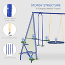 Outsunny Swing Set for Backyard, 5 in 1 Heavy-Duty A-Frame Stand Outdoor Playset for Kids with 29.5" Saucer Swing, Slide, Seesaw, Glider, Swing Seat, Blue by TinyTreasures Baby Boutique