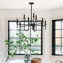 Farmhouse Black Chandelier, Modern Candle Hanging Lamp, Round LED Ceiling Pendant Lights for Kitchen Island Living Room Bedroom Dining Room (Black-B 9Lights) by CozyNest Decor