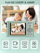2025 Digital Camera - 1080P Vlog Camera, 44MP Compact, 16X Zoom, Anti-Shake, Green Gift for Kids by TinyTreasures Baby Boutique