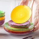 vancasso Bonita Dinnerware Set Muticolor Stoneware 12 Pieces Service for 4, Handpainted Spirals Pattern Stoneware Plates and Bowls Set by CozyNest Decor