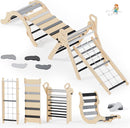 BlueWood 10-in-1 Pikler Triangle Set, Toddler Climbing Toys Indoor, Montessori Climber, Baby Jungle Gyms with Arch, Extra Rope Ladder & Footprint Balance Beam - Grey Twilight by TinyTreasures Baby Boutique
