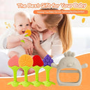 5 Packs Baby Teething Toys for Babies Over 3 Months, Food Grade Silicone Teething Mitten, Anti Dropping Wrist Hand Teethers Baby Chew Toys for Sucking Needs, BPA Free (Caramel) by TinyTreasures Baby Boutique