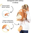 Toddler Harness Backpack Leash - Baby Walking Harness & Anti-Lost Wrist Tether - Kids Backpack 5 Storage Pockets and 2 Adjustable Child Leashes for Kids 1, 2,3,4,5,6,7 Years Old - Ultra-Soft - Monkey by TinyTreasures Baby Boutique