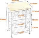 4-Layer Fruit Basket Kitchen Food Storage Organizer and Storage Rack, Stackable Storage cart with Desktop, Pull-Out Hollow Metal Storage Basket, liding Out Storage,White by CozyNest Decor