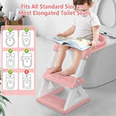 2 in 1 Potty Training Toilet Seat & Toddler Step Stool, Bottom Triangle Stability Toddler Toilet Seat, Adjustable Step & Seat Height Potty Seats for Toddlers Boys Girls (Pink) by TinyTreasures Baby Boutique