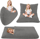 COMAX 3-in-1 Bean Bag Chair for Kids, Toddler Beanbag Bed, Convertible Child Floor Lounger, Floor Mattress with Filler for Girl Boy Sleeping Reading, Grey by TinyTreasures Baby Boutique