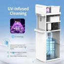 Self-Cleaning Bottom Load Water Cooler Dispenser with Ice Maker for 5 Gallon 3 Temperature Settings 22lbs Daily Capacity White by CozyNest Decor
