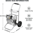 Giraffe Tools Garden Hose Reel Cart with Wheels, Stainless Steel Heavy Duty Water Hose Reel Cart, 200 ft of 1/2 Capacity, Mobile for Outside