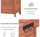 Merax Outdoor 39" Potting Bench Table, Rustic Garden Wood Workstation, Storage Cabinet with 2-Tier Shelves and Side Hook, Orange