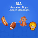 BioSwiss Bandages, Assorted Animal, Fun and Food Shaped Self Adhesive Bandage for Boys, Latex Free Sterile Wound Care, 100 Count by TinyTreasures Baby Boutique