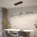 Modern Ceiling Chandelier Light, Acrylic Anti Flicker Pendant Lamp with Remote Control Dimmable 3 Color Mode & Brightness (Warm Cool Neutral Light) for Kitchen Bar（Black,57IN by CozyNest Decor