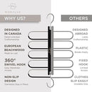 MORALVE Pants Hangers Space Saving - 2 Pack European Beechwood Scarf and Jean Hangers - Closet Organizer and Space Saver Pant Rack, Leggings Hanger, and Scarf Holder with 360° Swivel Hook by CozyNest Decor
