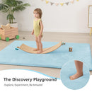 Baby Play Mat for Floor,1.3" Thick Elasti-Foam 50"×74" Playpen Mat for Tummy Time,Water Repellent Soft Coral Velvet for Toddler,Infant,Kids,Non-Slip Backing Safe for Crawling(Light Blue) by TinyTreasures Baby Boutique