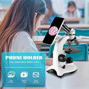 Microscope for Kids Starter Adults 64X-1280X Metal Monocular Microscope for Students School Home Education LED Lights Phone Holder Microscope Kit by TinyTreasures Baby Boutique