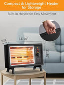 JASUN Portable Space Heater Electric Radiant Heater Fast Heating with Adjustable Thermostat, Portable Indoor Heater with Handle Quiet Energy-Saving 1250W/1500W for Office Home Garage Bedroom Black by CozyNest Decor