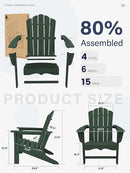 KINGYES HDPE Adirondack Chair Set of 6, Classic All-Weather Adirondack Chair, Green by GreenHaven Gardens