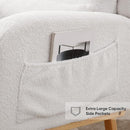 Rocking Chair Nursery, Sherpa Nursing Rocking Chairs, Upholstered Nursery Glider Rocker Wingback Morden Rocking Chair with Lumbar Pillow for Mom Nursery, Living Room, Bedroom, Teddy White by TinyTreasures Baby Boutique