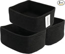Small Woven Storage Baskets 13“X9”X5“ Decorative Rope Bins for Organizing Shelves, Closets, and Toys, Empty Gift Baskets, Cute Organizer Basket for Home and Office (black, Large) by CozyNest Decor