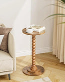Masupu Round Side Table, Small End Table for Small Spaces, Pedestal Drink Table with Solid Wood Leg for Living Room, Bedroom, Corners(Rustic Brown) by CozyNest Decor