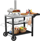 Grill Cart, Outdoor Grill Table, Pizza Oven Stand, Three-Shelf BBQ Table, Movable Dining Cart with Drawer, Fits for Ninja Woodfire Grill, Blackstone Griddle,Tabletop Grill by CozyNest Decor