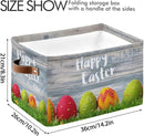 Happy Easter Eggs Storage Basket Cube Storage Bins Organizer Bag Collapsible Closet Shelf Baskets with handle for Baby Cloth Pet Toy Book 14.2×10.2×8.3 IN by TinyTreasures Baby Boutique