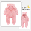 Baby Fleece Jumpsuits Infant Bear Ear Snowsuit Newborn Hooded Romper Warm Coat by TinyTreasures Baby Boutique
