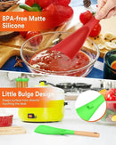 Cooking Spoon for Nonstick Cookwares, Great for Cooking and Serving Sturdy BPA-Free Matte Silicone, Wood Handle Spoon for Mixing, Scoop, and Scrape (AGR, 11.4 inch) by CozyNest Decor