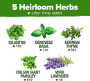 HOME GROWN 5 Herb Seeds for Planting 2,150+ Non-GMO Heirloom Seeds | Extra Large Variety Pack Herb Kit – Indoor Outdoor & Hydroponic | Culinary Seed Set | Grow Your Own Herbs | Gift for Beginners by GreenHaven Gardens