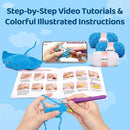 Mewaii Microwavable Heatable Manta Ray Crochet Kit for Beginners Level 2 with 40% Extra Eco-Friendly Pre-Started Easy Yarn, Step-by-Step Video Tutorials for Adults and Kids by TinyTreasures Baby Boutique