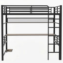 Full Size Loft Bed Frame With Storage Shelf And LED Light - Black by HouseOfZazla