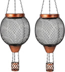 Starsoul 2 PC Cage Hot Air Balloon Solar Lantern with Flame Glass Outdoor Hanging Hot Air Balloon Solar Light Lamp Waterproof Garden Patio Yard Party Decorations by GreenHaven Gardens