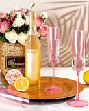 Ciaell 24 Pack Pink Plastic Champagne Flutes - Pink 6 Oz Disposable Champagne Glasses - Square Plastic Toasting Glasses for Party Birthday Anniversary Wedding by CozyNest Decor